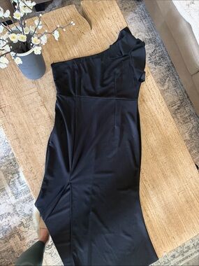 Nordstrom Black One-Shoulder Satin Evening Dress